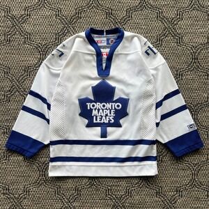Vintage Toronto Maple Leafs Jersey Kids S/M White Blue Hockey NHL CCM 90s